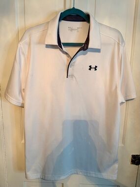 Under Armour White Polo with Black Contrast Trim
